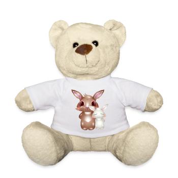 cute bunnies, friendship can be so cute - Teddy Bear - white - Front