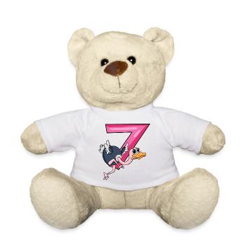 7 birthday 7 years old with animal motif - seven - Teddy Bear - white - Front