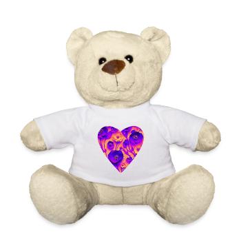 T-shirt coeur coquelicots couleur pop pour femme - Nounours - blanc - Devant