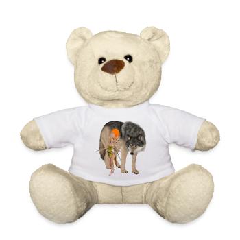 Two unlikely friends the fairy and the wolf - Teddy Bear - white - Front