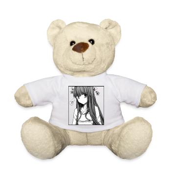 Delicate Flowers: Romantic Anime Girl with Flower - Teddy Bear - white - Front