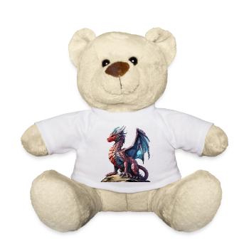 Red Blue Dragon - An Imaginative Character - Teddy Bear - white - Front