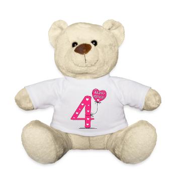 4 Anniversaire Joyeux anniversaire - Nounours - blanc - Devant