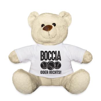 Boccia oder Nichts! Boule Petanque und Boccia - Teddy - Weiß - Vorne
