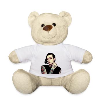 Gothic Tätowierte Frau mit Zigarette - Teddy - Weiß - Vorne