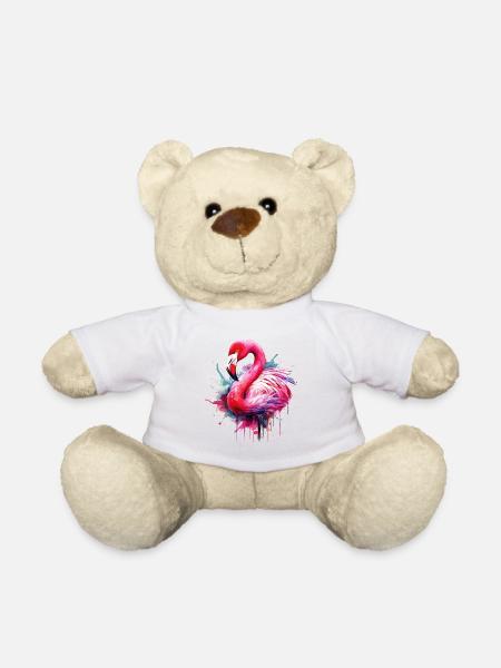 Flamingo Vogel Exotisch Sommer Splash Rosa Pink - Teddy - Weiß