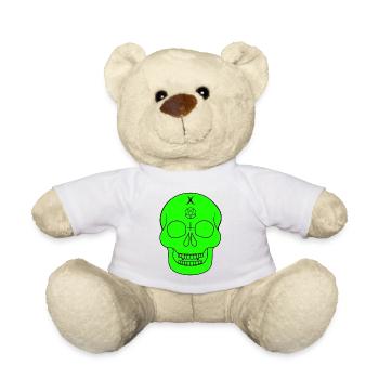 Crâne vert avec des symboles occultes - Nounours - blanc - Devant