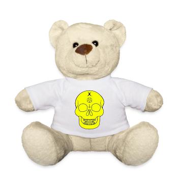 Crâne jaune avec des symboles occultes - Nounours - blanc - Devant