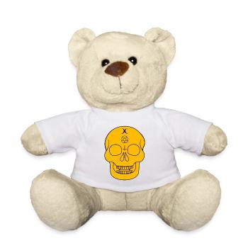Crâne orange avec des symboles occultes - Nounours - blanc - Devant
