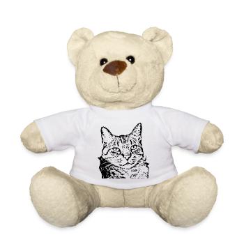 Katze Tigerkatze Katzenshirt Geschenk - Teddy - Weiß - Vorne