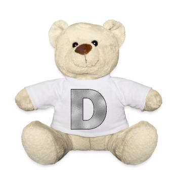 Buchstabe D Silber - Teddy - Weiß - Vorne