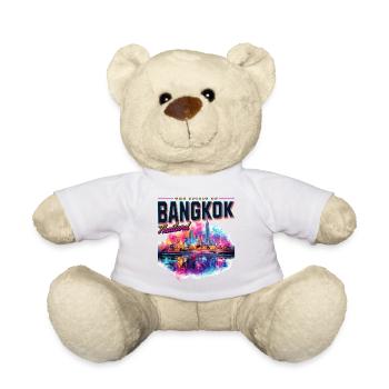 Bangkok Thailand Skyline Stadt Asien Neon Bunt - Teddy - Weiß - Vorne