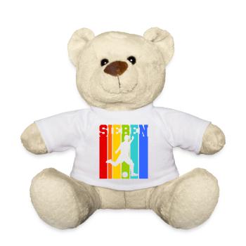 Sieben Jahre alt - Alter - Geburtstag - Kind - Teddy - Weiß - Vorne
