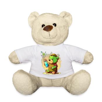 Hoher Bär: Eine lustige Cartoon-Illustration für Cannab - Teddy - Weiß - Vorne