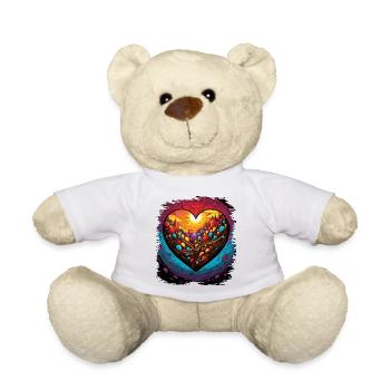 peace symbol bird fun cool heart joke - Teddy - Weiß - Vorne