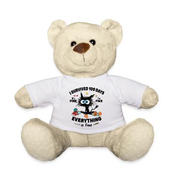Happy 100th Day of School Funny Black Cat 100 Days - Nounours - blanc - Devant