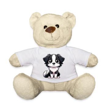 Digitale Illustration des süßen Border Collie Hundes - Teddy - Weiß - Vorne