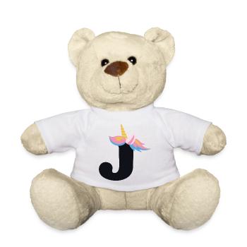 Licorne lettre arc-en-ciel Style « J » | Être unique - Nounours - blanc - Devant