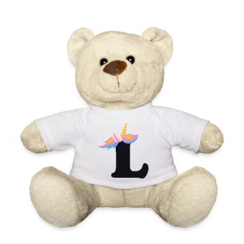 Licorne lettre arc-en-ciel Style « L » | Être unique - Nounours - blanc - Devant