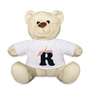Licorne lettre arc-en-ciel Style « R » | Être unique - Nounours - blanc - Devant