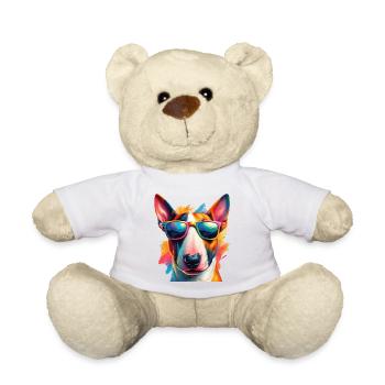 Bunter Bullterrier mit Sonnenbrille - Teddy - Weiß - Vorne