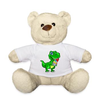 Dino mit Cupcake Muffin bunt - Teddy - Weiß - Vorne