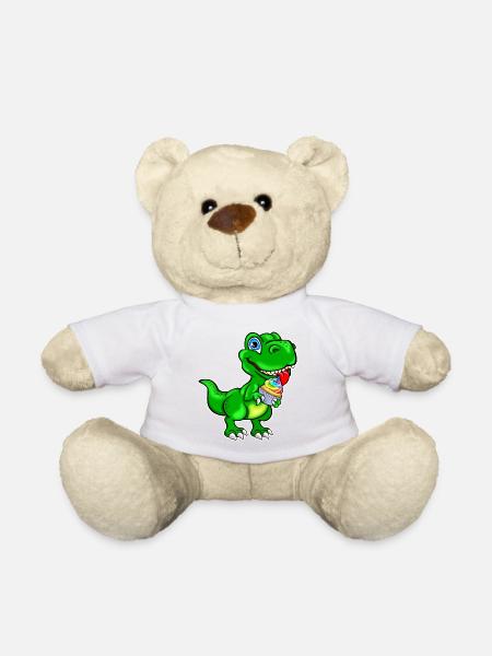 Dino mit Cupcake Muffin bunt - Teddy - Weiß