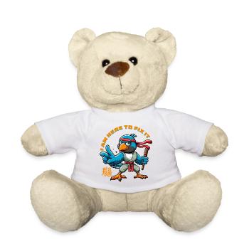 KUNG FU BIRD - I am here to fix it - Teddy Bear - white - Front