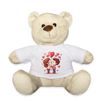 Amour Couple Coeurs Ballons Romantique - Nounours - blanc - Devant