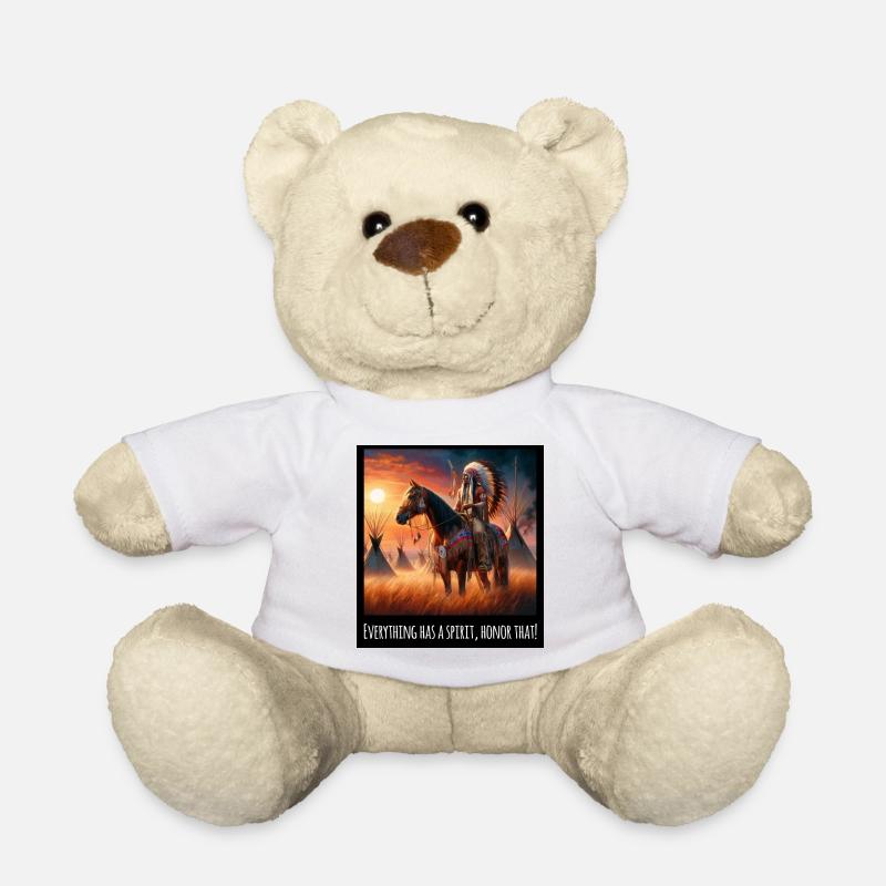 Native American Art - Teddy Bear - white