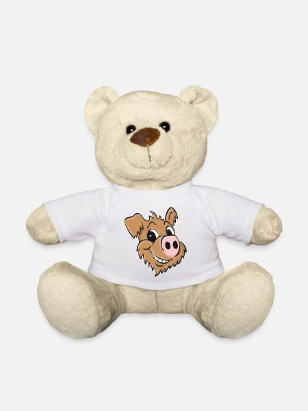 Schweinehund- lächelnd - Teddy - Weiß
