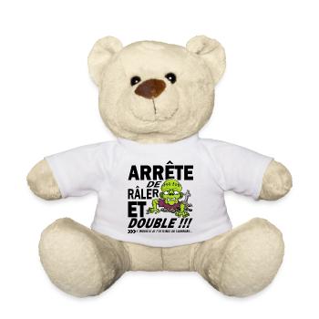 Autocollant Voiture Humour: Arrête de Râler ! - Nounours - blanc - Devant