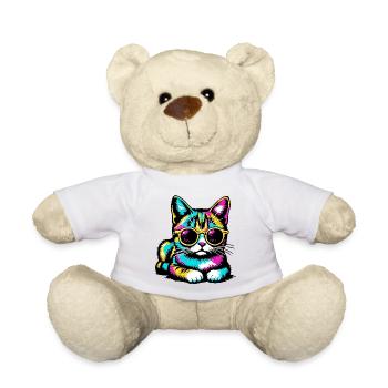 Cat with sunglasses - Teddy Bear - white - Front