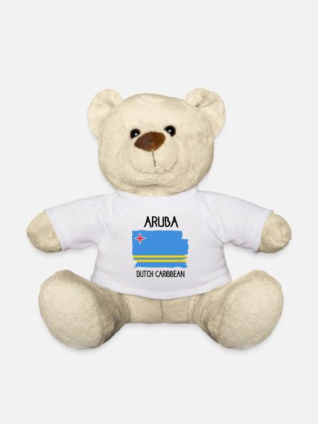 Aruba Flagge - Dutch Caribbean - Karibik - Teddy - Weiß