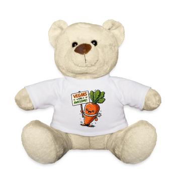 Cheerful Vegan Carrot - Teddy Bear - white - Front