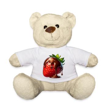 Erdbeere Schokolade schmelzen Süßigkeit Nachtisch - Teddy - Weiß - Vorne