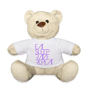 Manger dormir rave répéter nourriture sommeil corbeau disant - Nounours - blanc - Devant