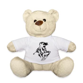 Saxophonist Drawing - Teddy Bear - white - Front