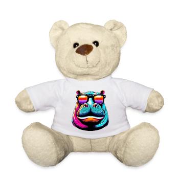 Hippopotamus with Sunglasses - Teddy Bear - white - Front
