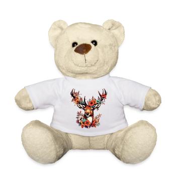 Hirsch mit Blumen - Teddy - Weiß - Vorne