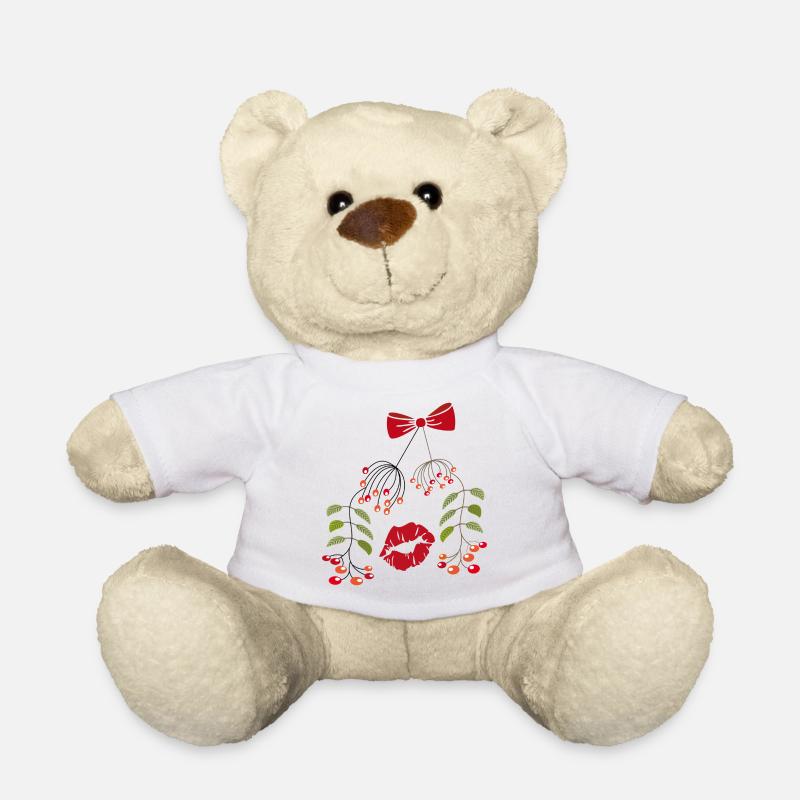Kuss unter dem Mistelzweig, Weihnachten - Teddy - Weiß