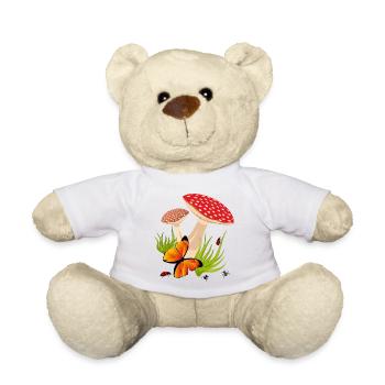Toadstools, Butterfly - Teddy Bear - white - Front