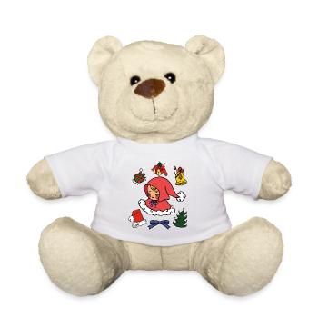 süßes Weihnachtsbild mit Christkind, Tannenbaum - Teddy - Weiß - Vorne