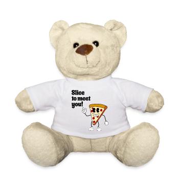 Slice to meet you! - Retro Pizza Cartoon - Teddy - Weiß - Vorne