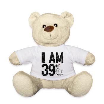 Noir Middle Finger: Red Fingertip - Teddy Bear - white - Front