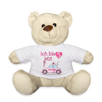 Voiture de police J’ai maintenant 5 ans Rose - Nounours - blanc - Devant