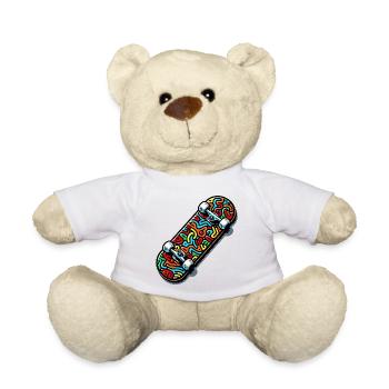 Skateboard - Teddy Bear - white - Front