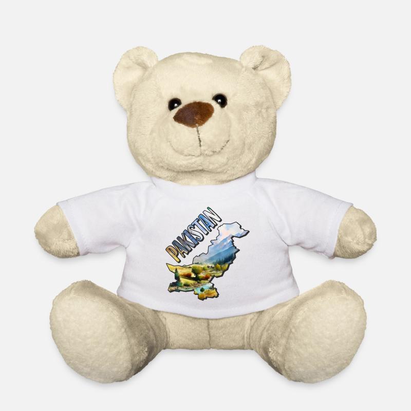 Watercolor Map Pakistan - Teddy Bear - white
