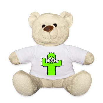 Cactus Face Fear Sad Desert Funny Cacti - Teddy Bear - white - Front