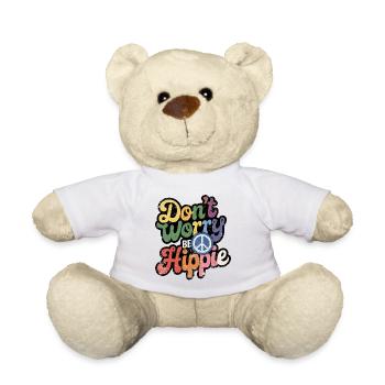Hippie - Liebe und Frieden - Frieden und Liebe - Teddy - Weiß - Vorne